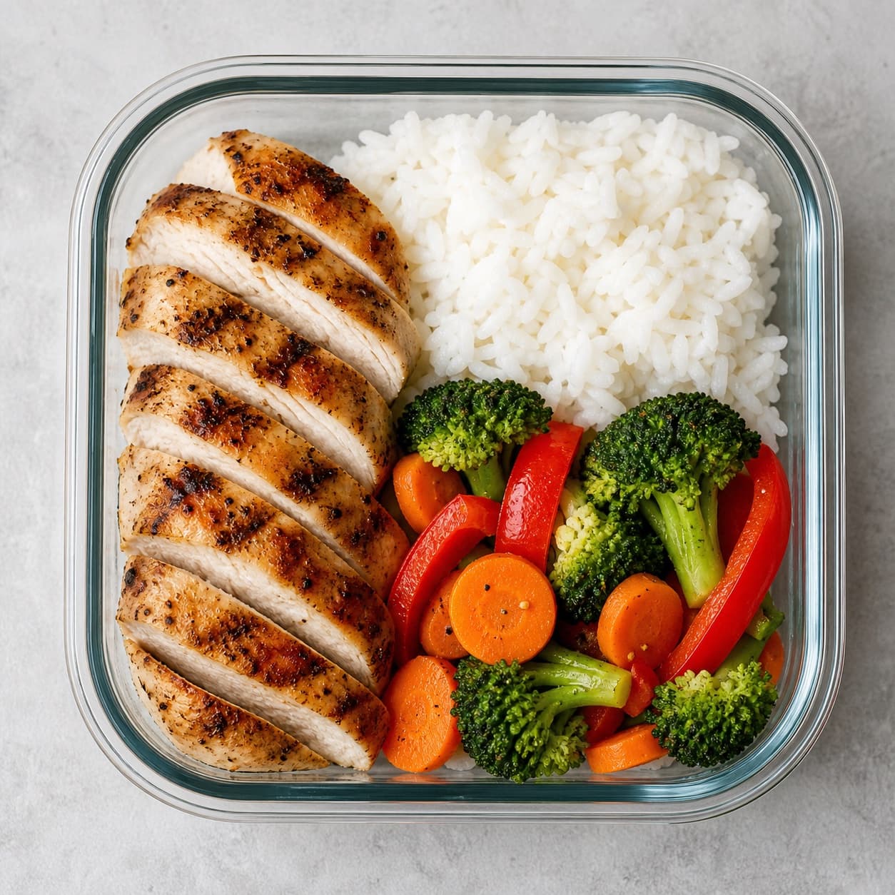Chicken & Rice Meal-Prep Bowl, plated